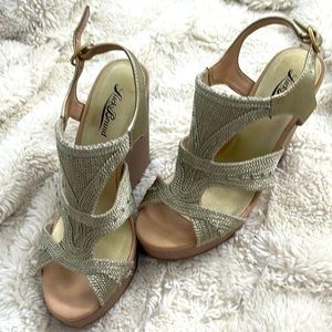 Lucky Brand Stacked Gold Wedge Sandal
